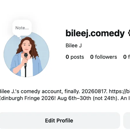 The @bileej.comedy Instagram profile